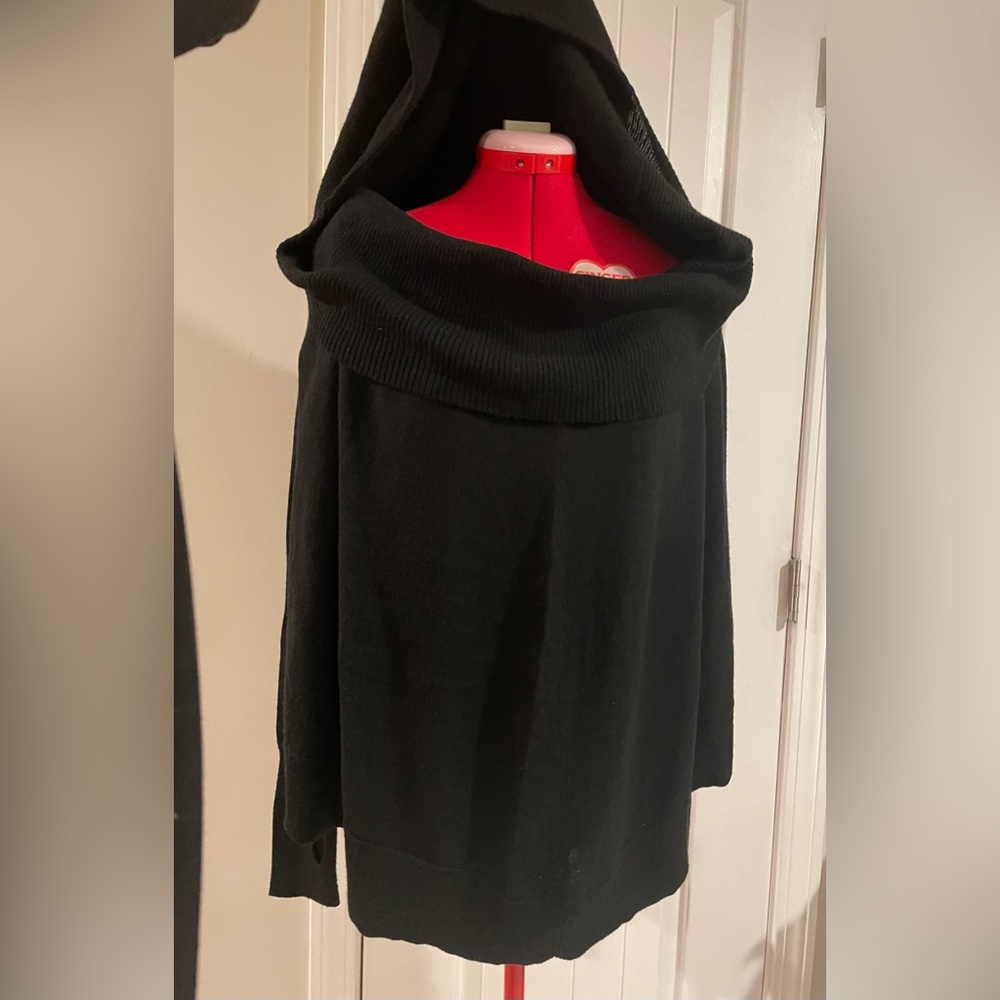 Nicholas K Black Wool Hooded Cowl Neck Long-sleeve Grunge / Punk Sweater